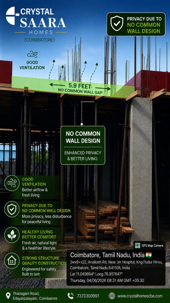 No common wall — 5.9 ft gap for privacy and ventilation